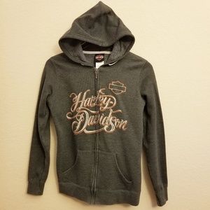 Harley-Davidson Gray Zip-up Hoodie Small